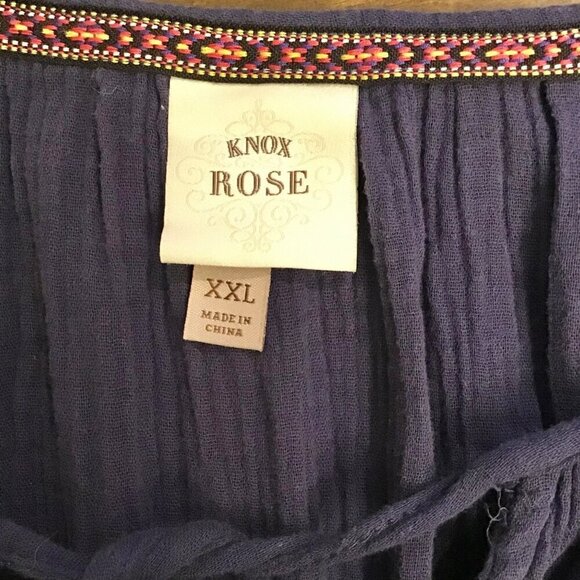 Knox Rose XXL Women’s Romper Navy Blue One Piece Gauze Shorts Top - Picture 6 of 9